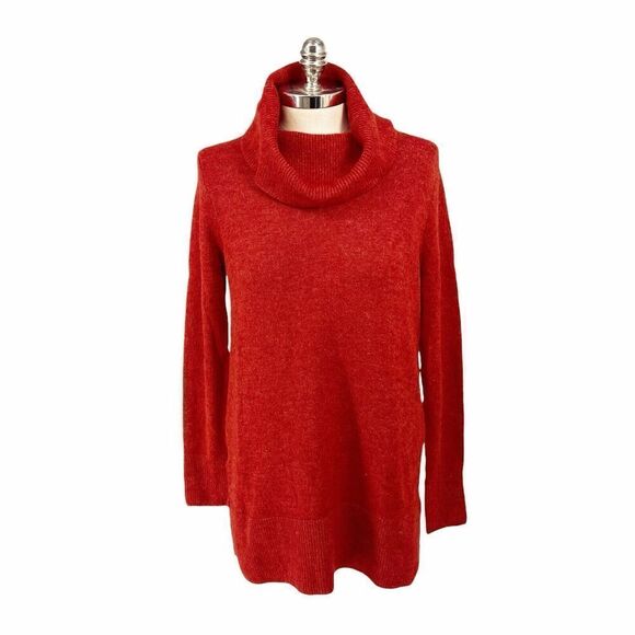 LOFT Sz M Cowl Neck‎ Sweater Burnt Orange Very Soft Large Turtleneck Ann Taylor - Picture 1 of 4